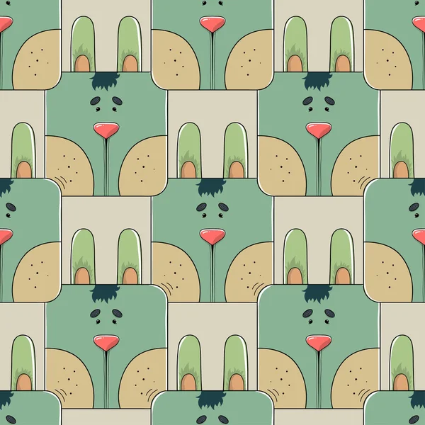 Seamless pattern the face of a cute rabbit — Stock Vector