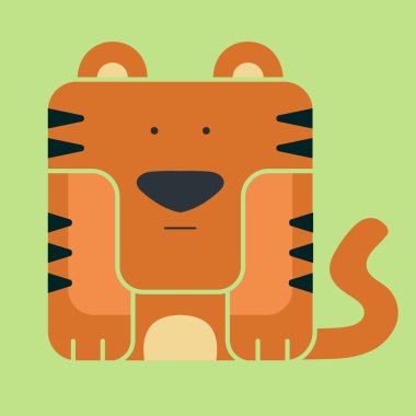 sevimli bir kaplan düz kare simgesi