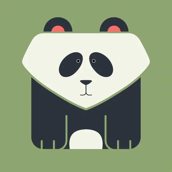 귀여운 거 대 한 팬더의 평면 사각형 아이콘 — 스톡 벡터