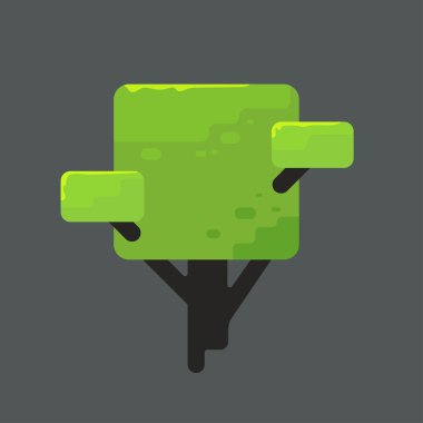 yeşil yaprakları ile kare bir ağaç çizimi