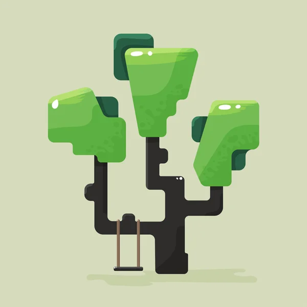 Illustration d'un arbre plat au feuillage vert — Image vectorielle