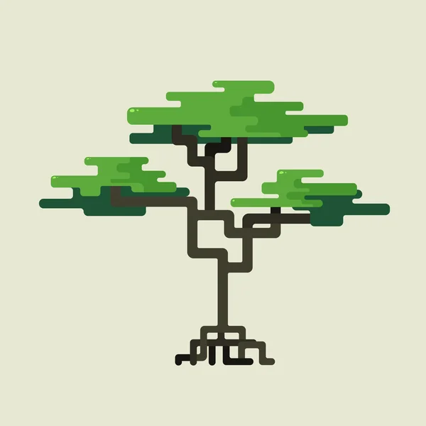 Conception géométrique stylisée des arbres verts — Image vectorielle