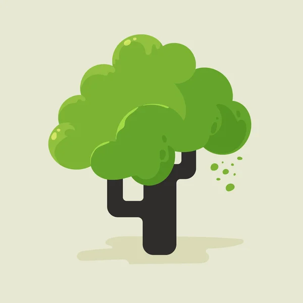 Illustration d'un arbre plat au feuillage vert — Image vectorielle