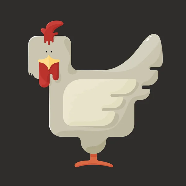 Niedliche weiße quadratische Huhn mit rotem Kamm — Stockvektor
