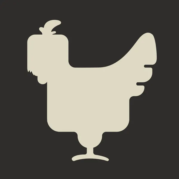 Silhouette von niedlichen weißen quadratischen Huhn mit Kamm — Stockvektor