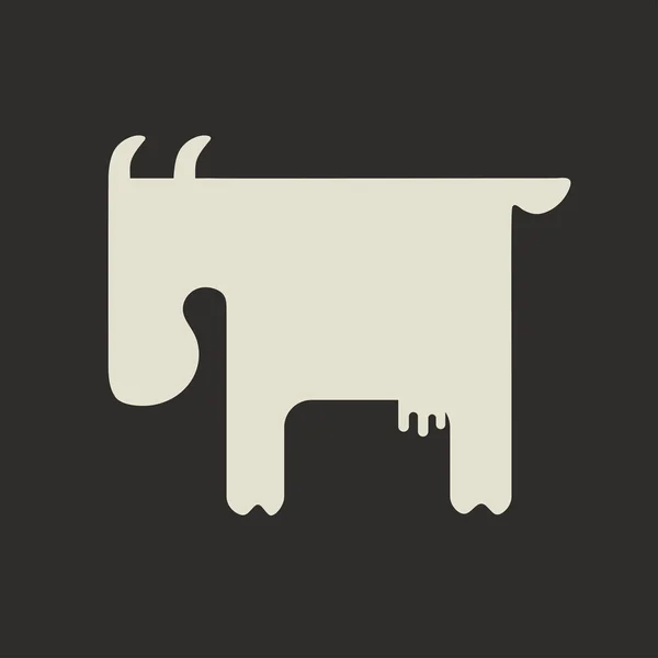 Silueta de cabra blanca con cuernos pequeños de lado — Vector de stock