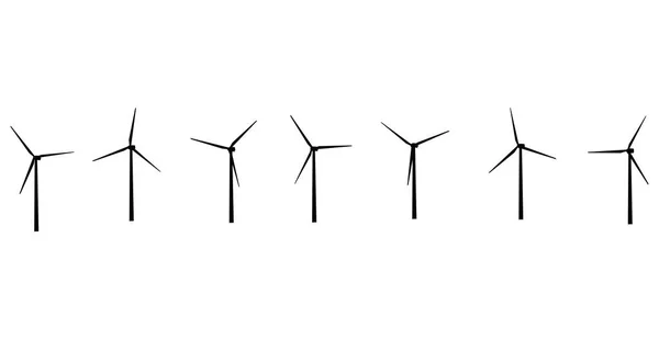 风力涡轮机的剪影 — 图库矢量图片