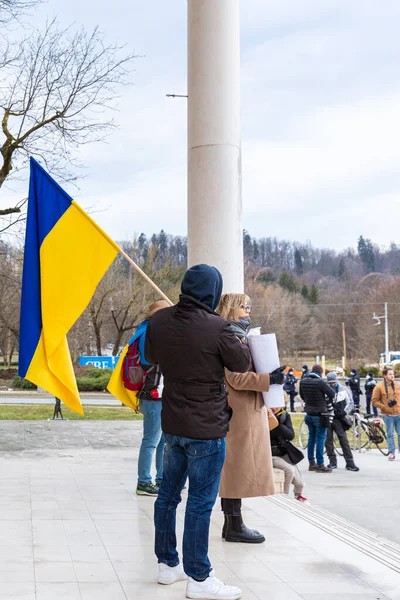 Manifestation et protestation en faveur de l'Ukraine — Photo