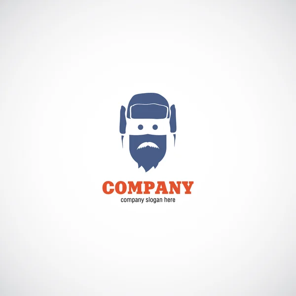 Muž v klobouku ushanka obchodní společnosti logo — Stockový vektor