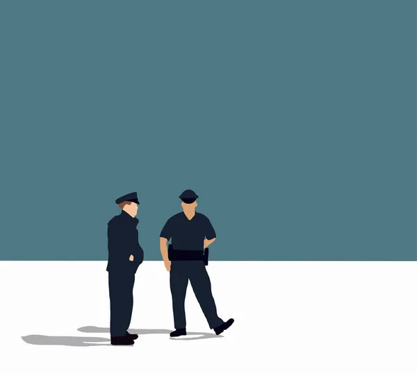 Pareja Oficina Policía Uniforme Pie Ilustración Vectorial Calle Profesión Profesional —  Fotos de Stock