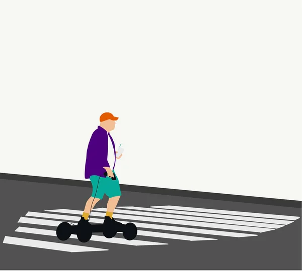 사람은 도시의 거리를 스케이트보드를 다닌다 수단이라는 개념입니다 친화적 — 스톡 사진