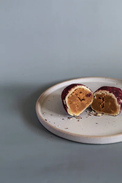 Baked Sweet Potato Made Mochi Bread Purple Sweet Potato Food — Fotografia de Stock