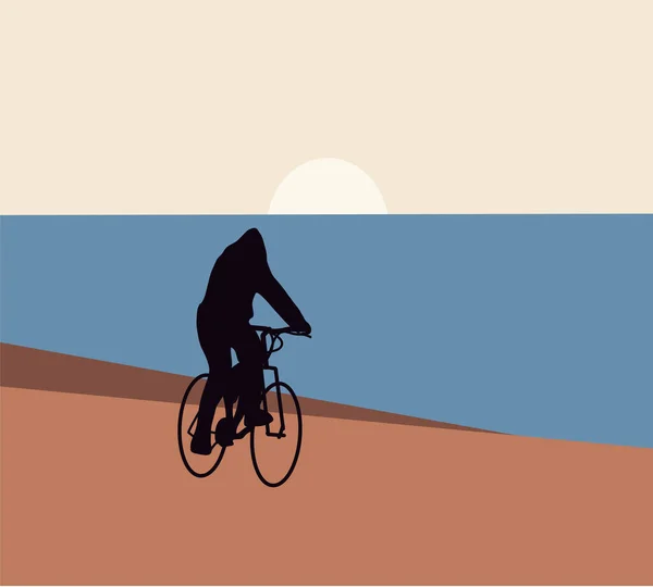 Biker Silhouette Bicycles Outdoors Sun Sunset Sport Nature Bicycles Outdoors — Zdjęcie stockowe