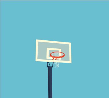 Basketball hoop on blue sky backboard. Sportive basket with ring vector illustration in flat style