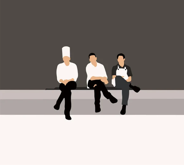 Chefs Uniform Aprons Taking Break Hard Work Work Place Copy — Stock Photo, Image