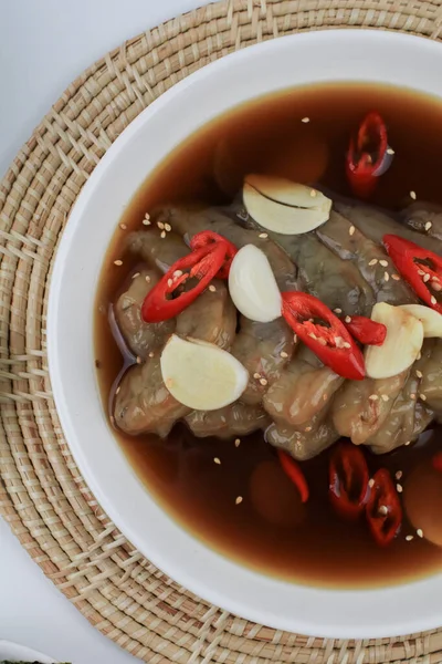 Soya Soslu Karides Acı Biber Sarımsak Veya Saewoo Jang Lezzetli — Stok fotoğraf