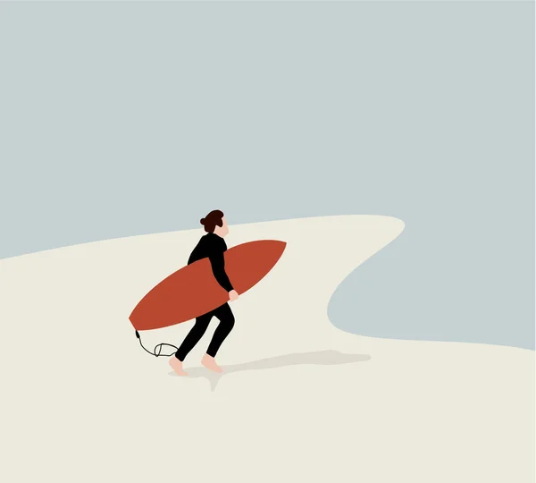 Man Surfer His Surfboard Running Waves Activity Summer Vacation Surfing — стоковое фото