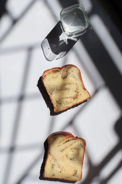 Sliced Black Truffle Cheese Brioche Bread White Background Morning Window — Stok fotoğraf