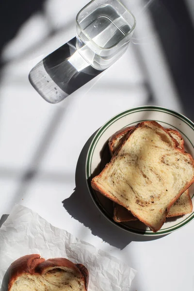 Black Truffle Cheese Brioche Bread White Background Morning Window Baker — стоковое фото