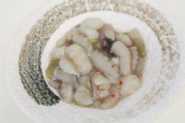 Tako Wasabi Japanese Raw Squid Mixing Wasabi Shoyu Mirin Sugar — Stock Photo, Image