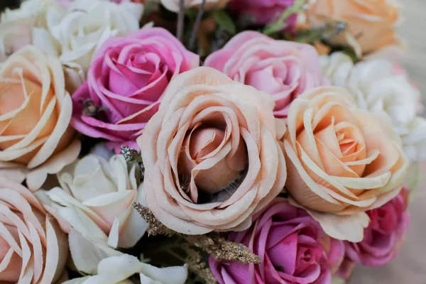 Belles Roses Jardin Avec Une Ambiance Vintage Fleurs Sur Fond — Photo