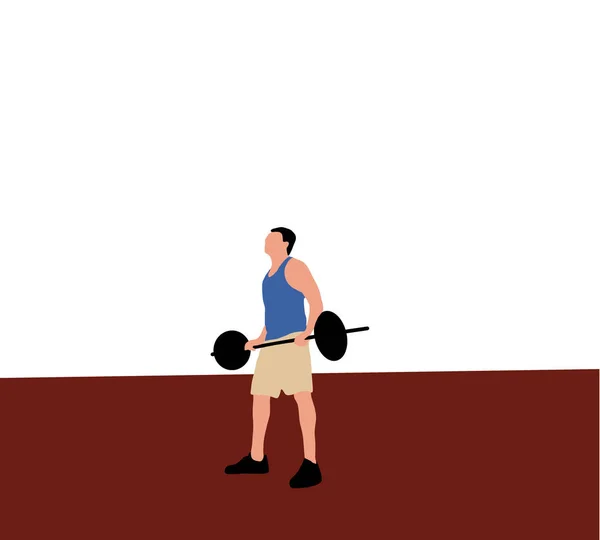 Sport Man Training Heavy Barbell Deadlift Exercise Gym Healthy Flat — Stock Photo, Image