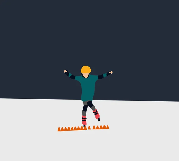 Kid Protective Gear Rollers Skates Summer Park Training Cones Enjoying — Stockfoto