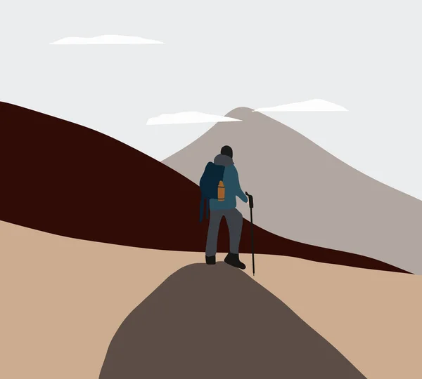 Man Hiker Backpack Top Mountain Active Life Concept Sports Outdoor — Φωτογραφία Αρχείου