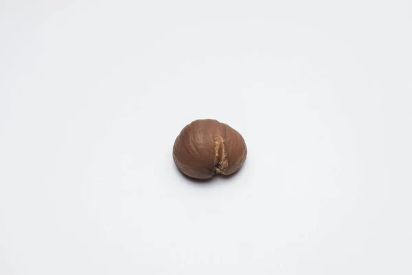 Chestnuts White Background Pile Fresh Chestnuts Ready Roast Top View — Stockfoto