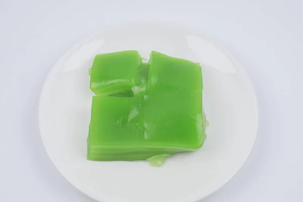 Steamed Layer Sweet Cake Khanom Chan Thai Traditional Dessert Green — Stock Photo, Image