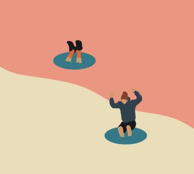 Freedom man coming, jumping, looking through and out of holes. Explore and surreal concept.