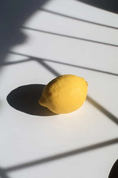 Fresh Ripe Lemons Citrus Fruit White Sunlight Window Art Minimal — Stock Photo, Image