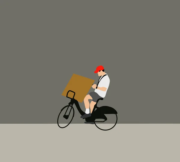 Παράδοση Άνθρωπος Ποδηλάτων Χαρτοκιβώτιο Χρησιμοποιώντας Μια Εφαρμογή Χάρτη Στο Κινητό — Φωτογραφία Αρχείου