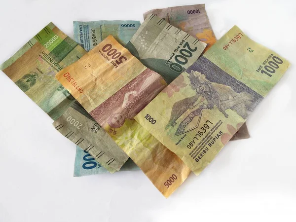 Primer Plano Los Billetes Indonesios Billetes Idr Moneda Indonesia Sobre —  Fotos de Stock