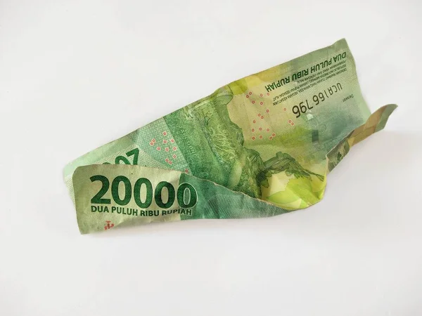 Endonezya Banknotlarını Kapatın Idr Banknotları Endonezya Para Birimi Beyaz Arka — Stok fotoğraf