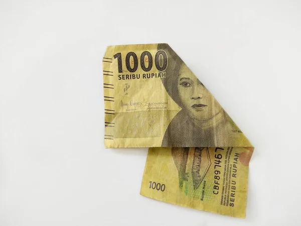 Endonezya Banknotlarını Kapatın Idr Banknotları Endonezya Para Birimi Beyaz Arka — Stok fotoğraf