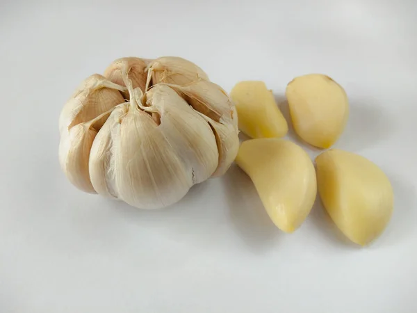 Garlic Isolated White Background Food Cooking — Stock Photo, Image