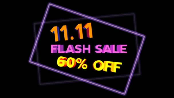 Shopping Leuchtreklame Animation Leuchtstofflampen Glühenden Banner Hintergrund Text Flash Verkauf — Stockvideo