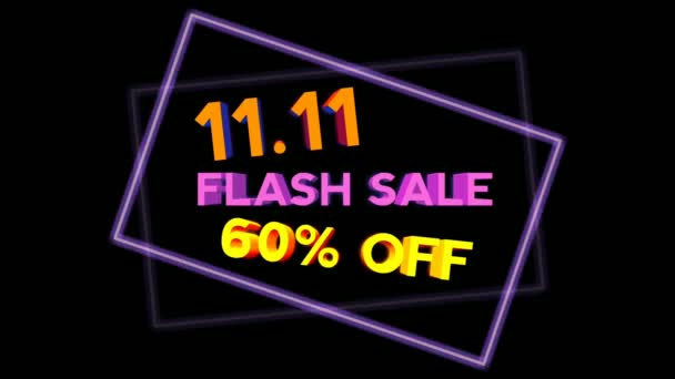 Shopping Neon Tecken Animation Fluorescerande Ljus Glödande Banner Bakgrund Text — Stockvideo