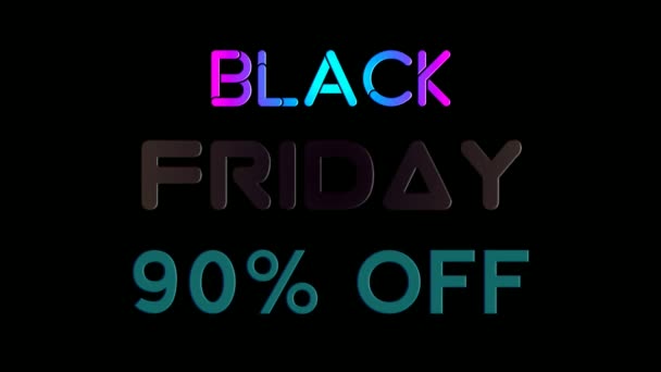 Black Friday Leuchtreklame Animation Fluoreszierendes Licht Glühenden Banner Schwarzen Hintergrund — Stockvideo