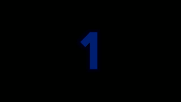 Neon Blue Energy Number One Animation Auf Schwarzem Hintergrund Technologiekonzept — Stockvideo