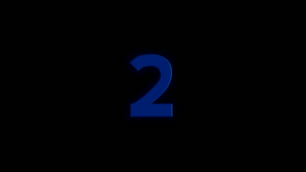 Neon Blue Energy Number Two Κινούμενα Σχέδια Μαύρο Φόντο Έννοια — Αρχείο Βίντεο