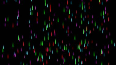 Siyah arka plan 44k video 'da renkli neon yağmurlu su damlası animasyonu. Bir damla renkli neon spot ışığı