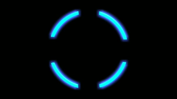 Circle Border Neon Light Rotating Copy Space Black Background Technology — Stock Video