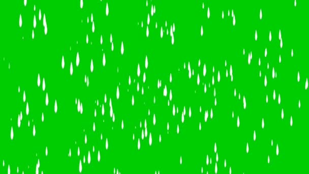 Animación Lluvia Pantalla Verde Background Water Gota Video Dibujos Animados — Vídeo de stock