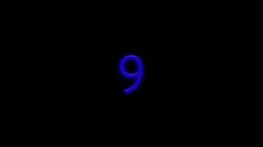 Siyah arkaplanda 10 'dan 0' a kadar neon geri sayımı. 4k zamanlayıcı kavramı