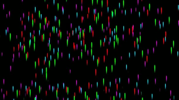 Colorful Neon Rain Water Drop Animation Black Background Video Drop — Stock Video