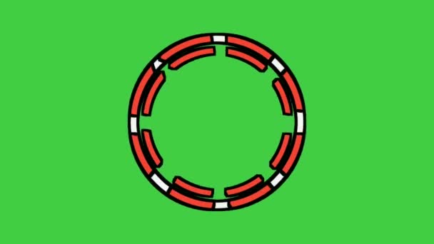 緑色の画面で円の境界線のアニメーションを回転させます コピースペース空白のクロマキー フラット4Kビデオ — ストック動画