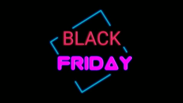 Black Friday Neon Lichtwinkel Teken Banner Achtergrond Voor Promo Video — Stockvideo