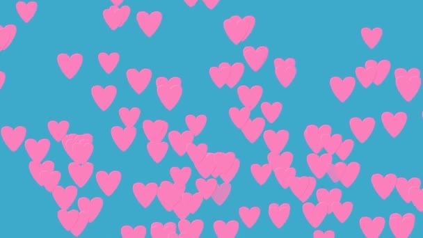 Kleurrijke Roze Hart Vorm Liefde Symbool Tekenfilm Animatie Blauw Scherm — Stockvideo